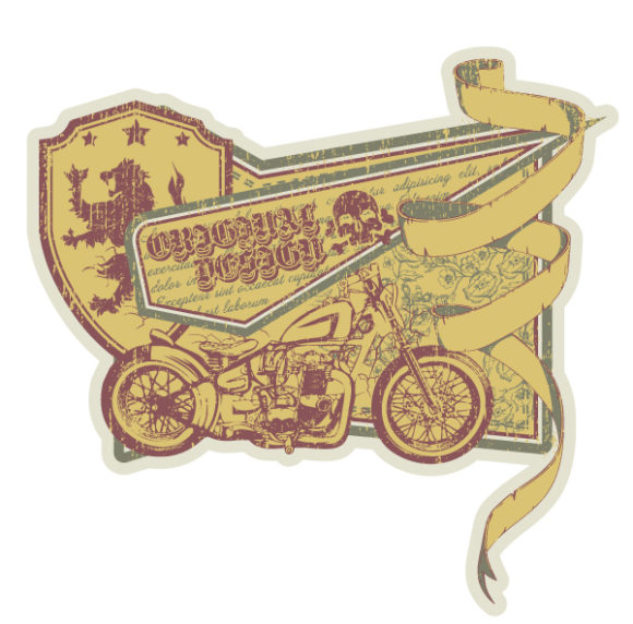 Motorcycle, With, Vector Vector Image Vector Vintage Label With Motorcycle 1