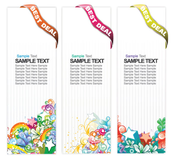 Exciting Banners Vector Illustration: Web Banners With Floral Vector Illustration Illustration 1