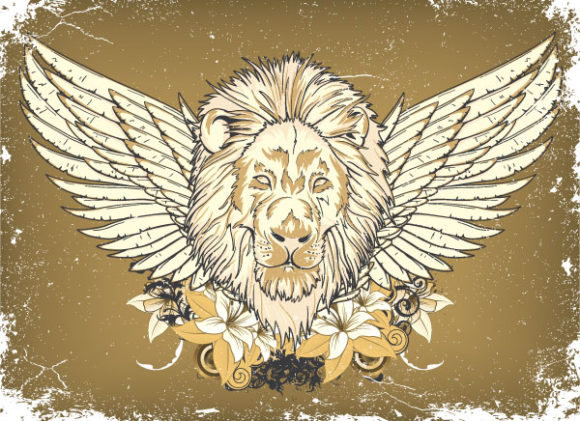 Dirty Vector: Vector Grunge Emblem With Lion 1