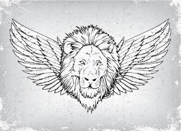 Download With Vector Art: Vector Art Grunge Emblem With Lion 1