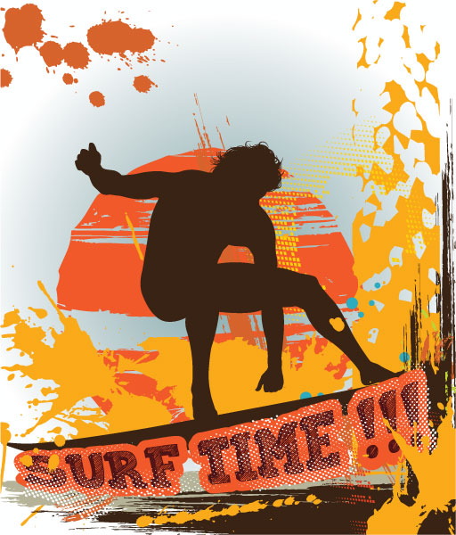 Vector Vector Design Vector Summer Background With Surfer 1