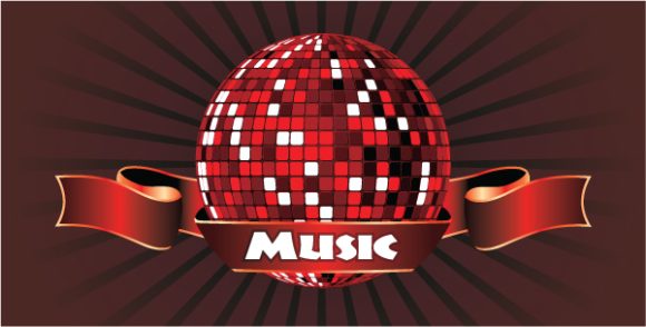 Illustration, Music Vector Graphic Vector Music Emblem With Discoball 1