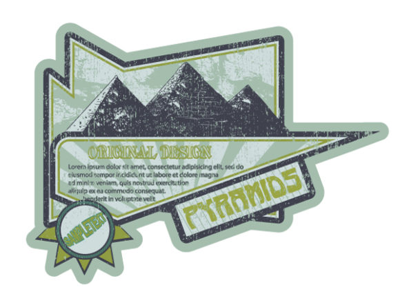 Bold Grunge Vector Background: Vector Background Grunge Label With Pyramids 1