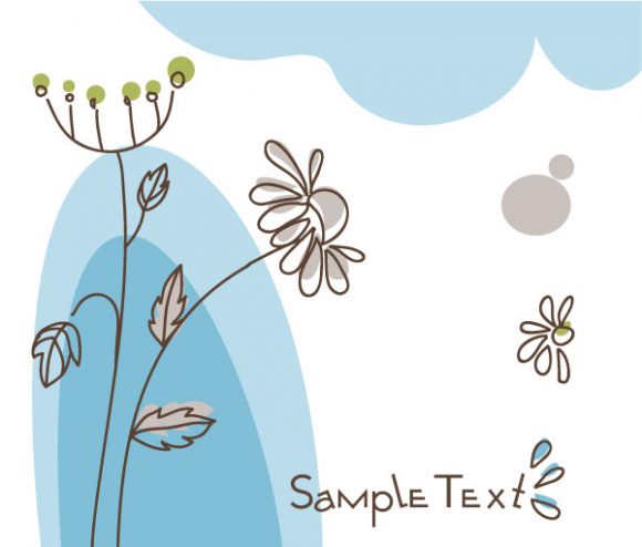 Trendy Plant Eps Vector: Doodles Floral Background Eps Vector Illustration 1