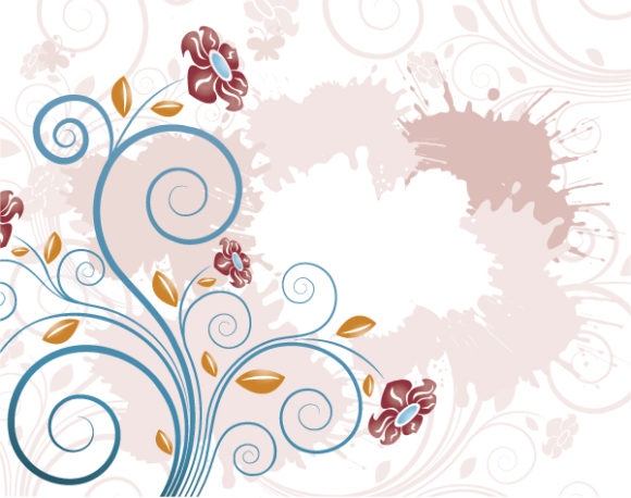 Gorgeous Flower Eps Vector: Eps Vector Grunge Background With Flower 1