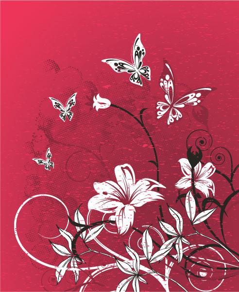 Illustration Vector Design: Grunge Floral Background Vector Design Illustration 1