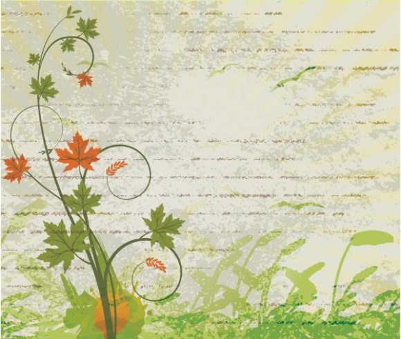 Floral, Leaf Vector Illustration Grunge Floral Background Vector Illustration 1