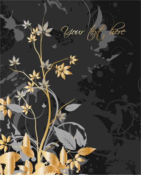 Unique Dirty Vector Artwork: Grunge With Gold Floral 1