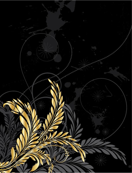 Rust, Gold, Illustration, Floral Vector Image Grunge With Gold Floral 1