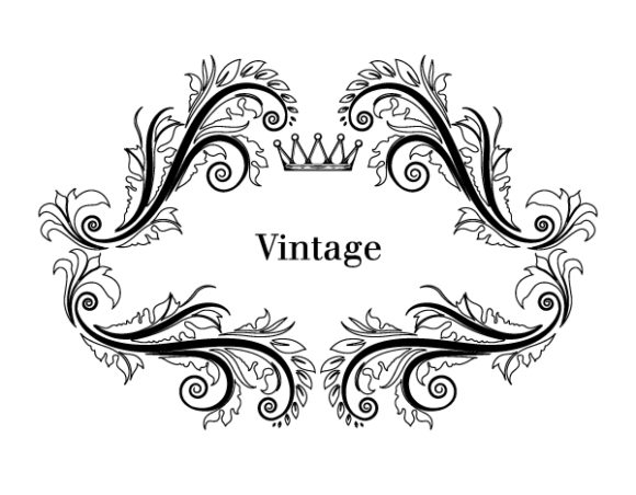 Bold White Vector Background: Illustration Of Vintage Floral Frame In Black And White Vector Background 1