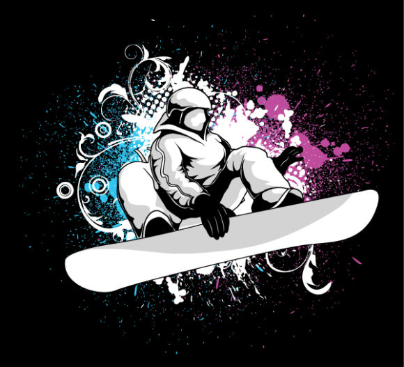 Grunge Vector Image Vector Snowboarder 1