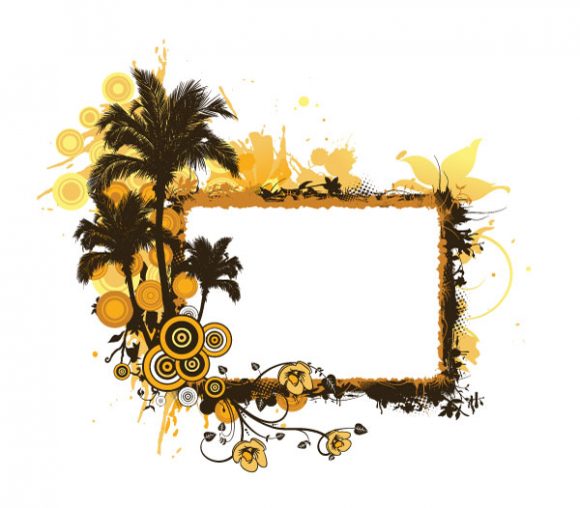 Bold Frame Vector Graphic: Vector Graphic Summer Grunge Floral Frame 1