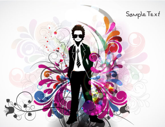 Circle Eps Vector: Eps Vector Colorful Illustration With Business Man 1
