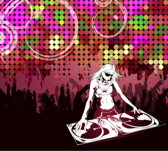 Awesome Dj Eps Vector: Eps Vector Abstract Music Poster With Dj 1