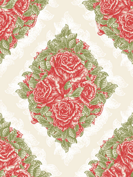 With Vector Art Vector Vintage Seamless Floral Wallpaper With Roses 1