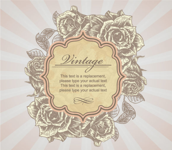 Illustration, With Vector Vintage Label With Roses Vector Illustration 1