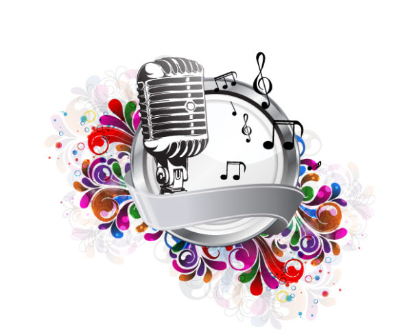 Colorful Vector Background Vector Colorful Music Illustration With Microphone 1