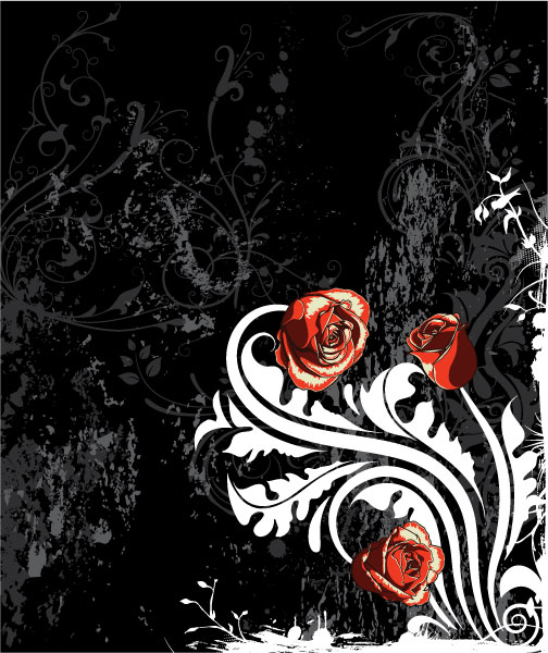 Roses, Rose, Grunge Eps Vector Vector Grunge Background With Roses 1