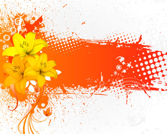 Grunge, Floral Vector Design Vector Grunge Colorful Floral Background 1