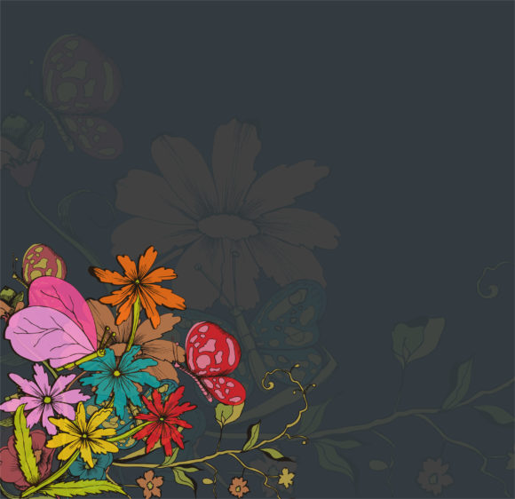 Best Background Vector Image: Vector Image Retro Floral Background 1