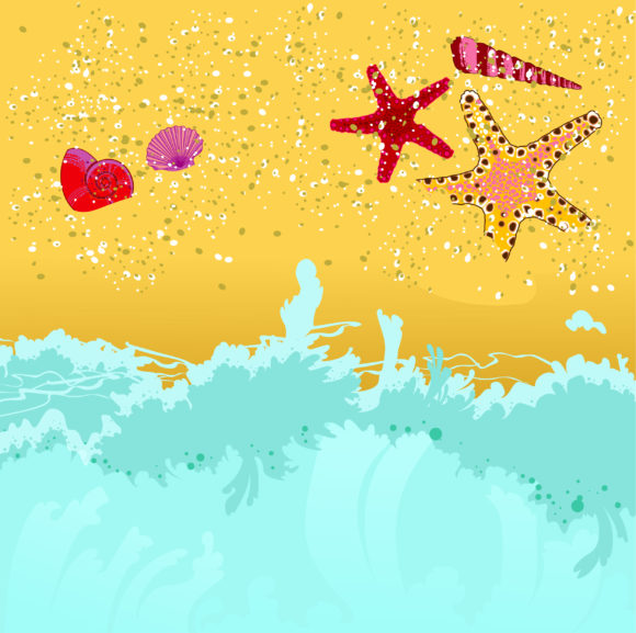 Awesome Sea Vector Artwork: Vector Artwork Summer Background With Sea Creatures 1