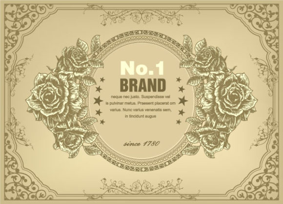 New Label Vector: Vector Vintage Label With Roses 1