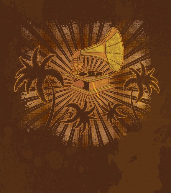 Hot Vector Artwork: Vector Artwork Grunge Music Illustration With Rays Background 1