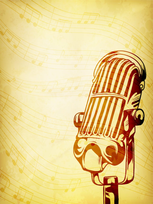 Music-3, Vintage, Vector Vector Art Vector Vintage Concert Poster With Microphone 1