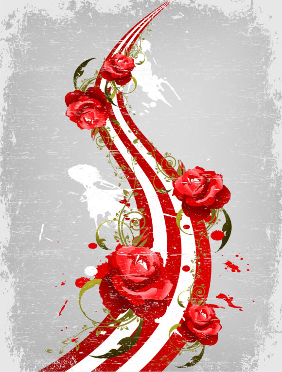 With Vector: Vector Valentine Illustration With Roses 1