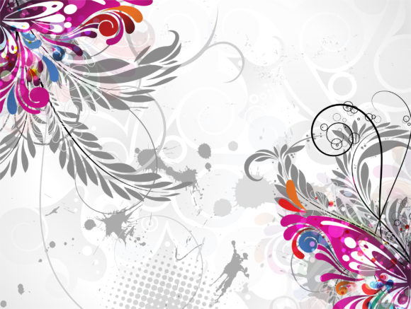 Awesome Grunge Vector Artwork: Vector Artwork Grunge Floral Background With Halftone 1
