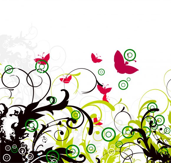 With, Old, And, Floral Vector Graphic Abstract Illustration With Butterflies And Floral Vector Illustration 1