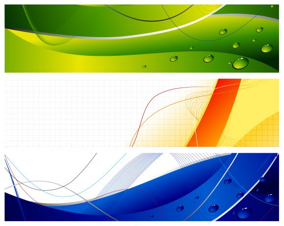 Wave, Web, Futuristic Vector Graphic Abstract Web Banners Set Vector Illustration 1
