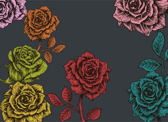 Awesome Floral Vector Background: Floral Background With Roses Vector Background Illustration 1