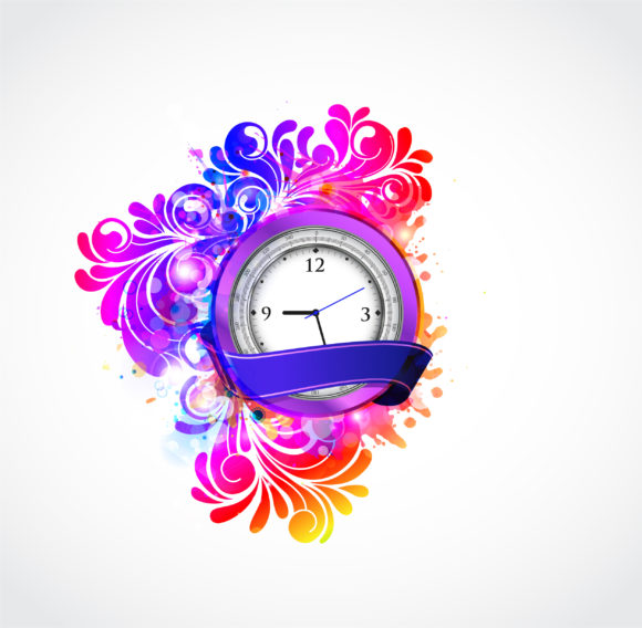 Smashing Colorful Vector Artwork: Vector Artwork Colorful Abstract Illustration With Clock 1