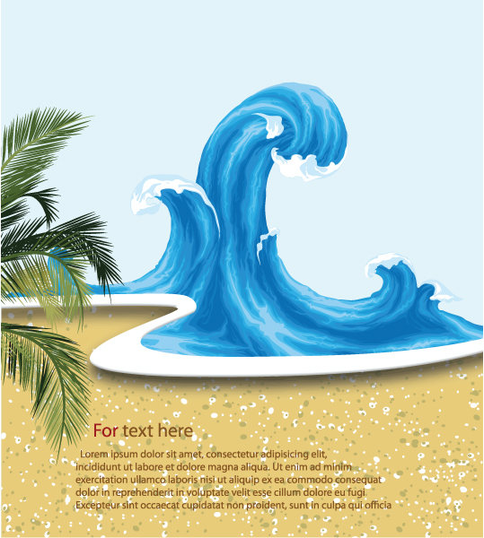 Summer, Beach, With Vector Image Vector Summer Background With Waves 1