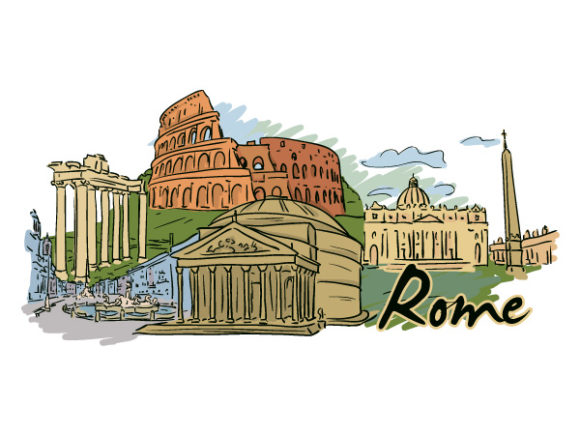 Buy Rome Eps Vector: Rome Doodles Eps Vector Illustration 1