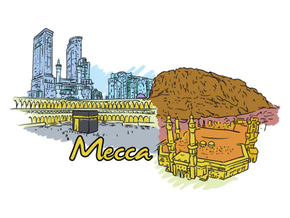 Illustration Eps Vector: Mecca Doodles Eps Vector Illustration 1