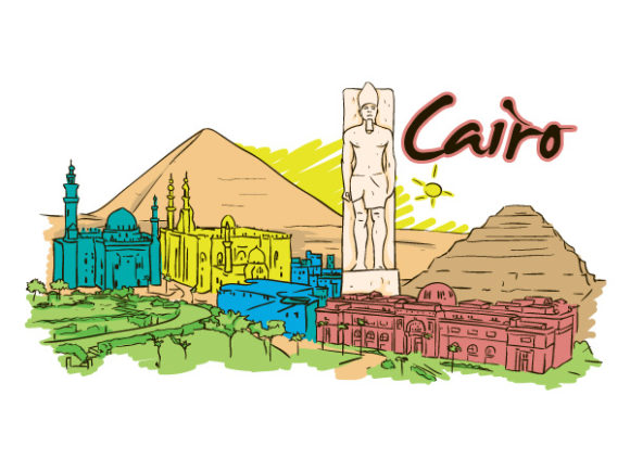 Buy Illustration Vector Art: Cairo Doodles Vector Art Illustration 1
