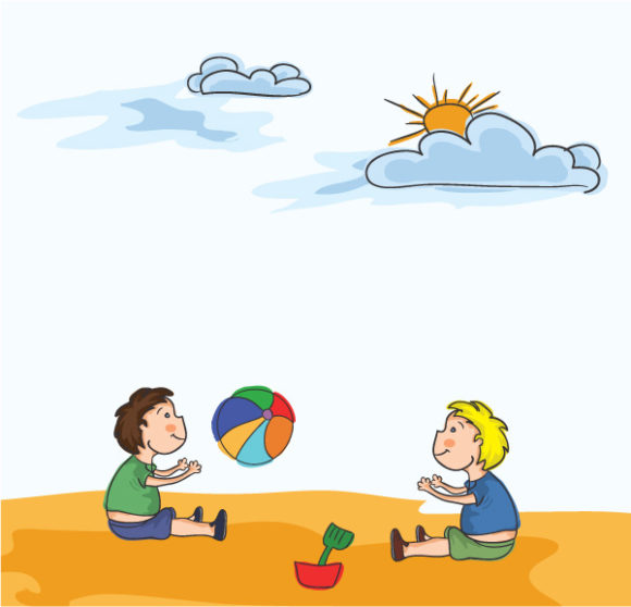 Best Illustration Vector: Cartoon Summer Background Vector Illustration 1