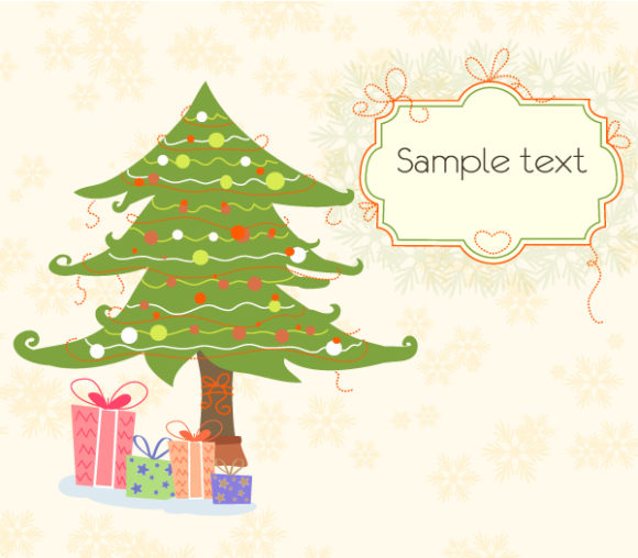 Illustration, Christmas, Tree Vector Artwork Presents With Tree Vector Illustration 1