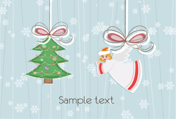 Tree, Illustration, Angel, With, December Vector Illustration Angel With Tree Vector Illustration 1