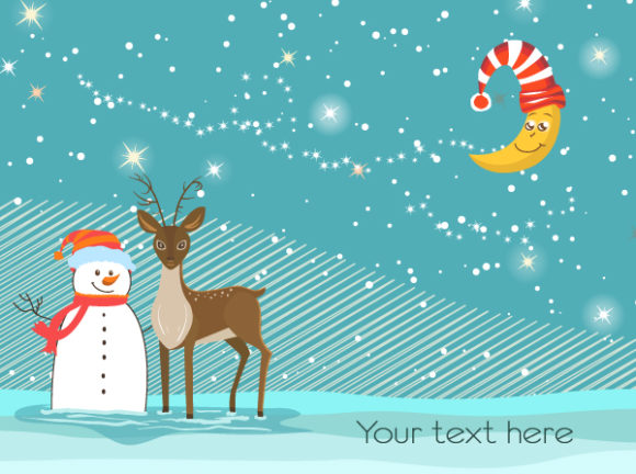 Gorgeous With Vector Artwork: Snowman With Reindeer Vector Artwork Illustration 1