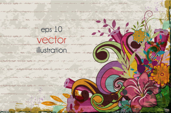 Vector, Grunge, Background, Plant Vector Graphic Grunge Floral Background Vector Illustration 1