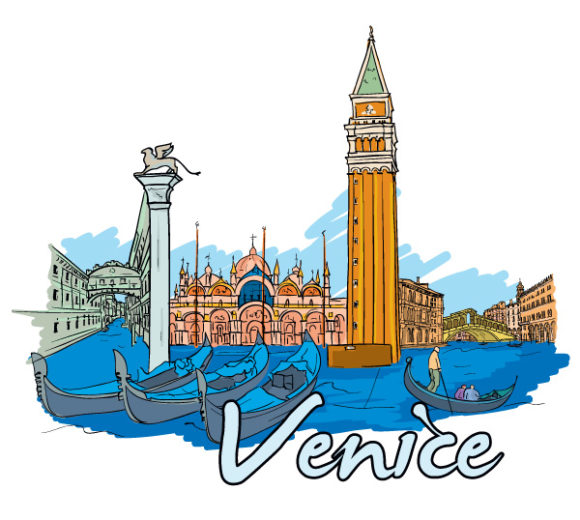 Venice, Illustration, Doodles Vector Design Venice Doodles Vector Illustration 1