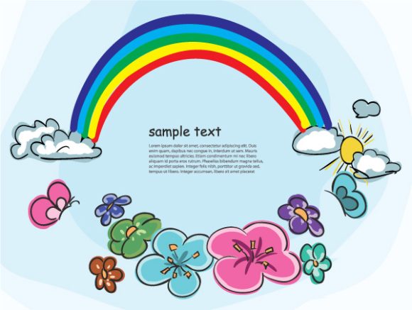 Cartoon Eps Vector: Cartoon Background With Rainbow Eps Vector Illustration 1
