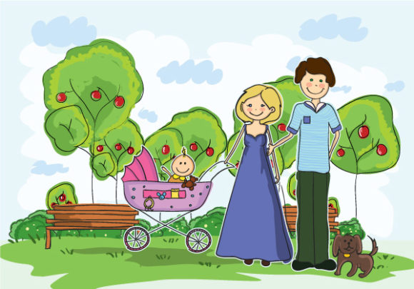 Family, Cartoon, Illustration Vector Design Cartoon Family Background Vector Illustration 1