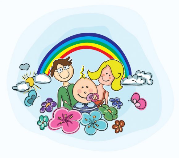 Insane Family Vector Design: Cartoon Family Background Vector Design Illustration 1