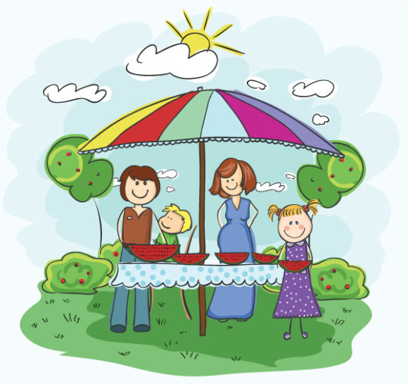 Vector Vector Graphic: Cartoon Family Background Vector Graphic Illustration 1