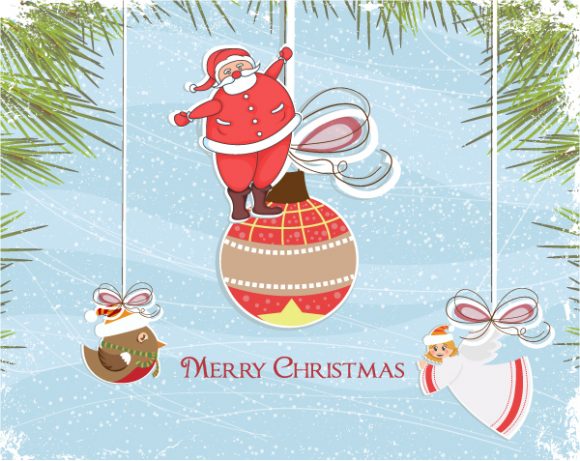 Greeting, Holiday Vector Illustration Vector Christmas Greeting Card 1