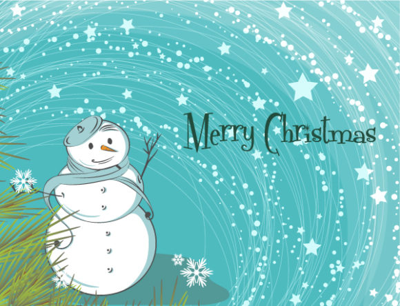 Snowman Vector: Vector Christmas Greeting Card 1